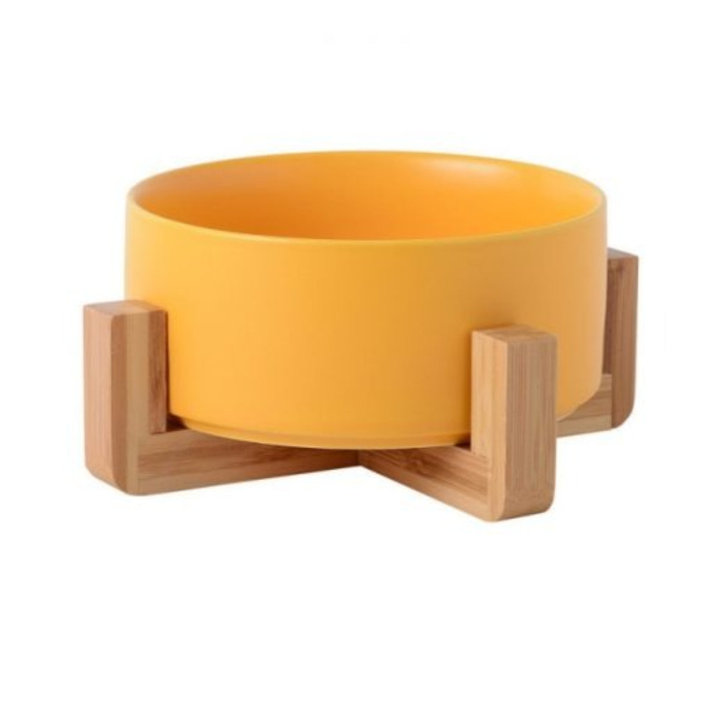 Classic Dog Food Bowl with Wooden Base