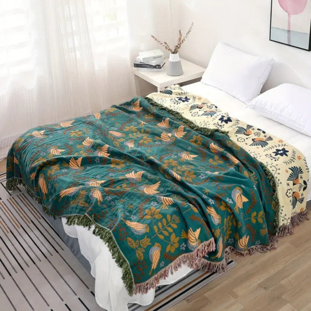 Colorful Nordic Bird Soft Blanket