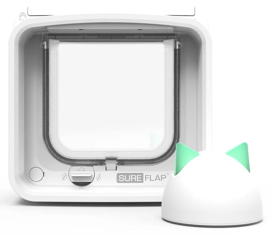 SureFlap Microchip Activated Cat Flap with Hub – Smart Pet Access Door (White)
